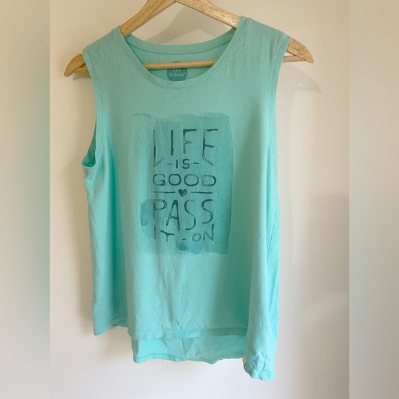 Life Is Good Tops - Life Is Good Women's Teal Muscle Tee